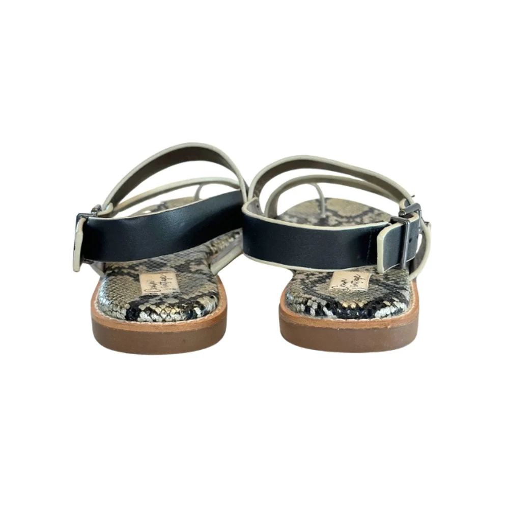 Crown Vintage Sandals Aaliya Black Zion Leather Wedge Strappy Women's 8/38.5